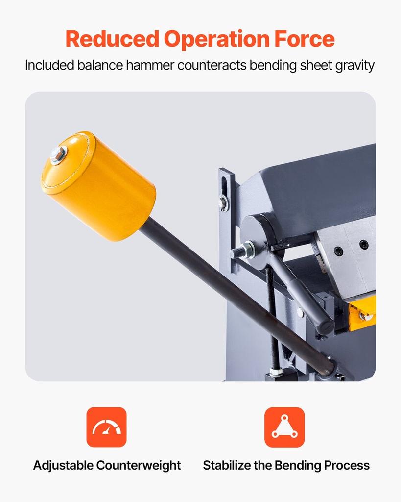 Box and Pan Brake, 1220 mm/48 inch Sheet Metal Bending Brake,16-Gauge Mild Steel Capacity, 0-135 Degree Adjustable, Metal Bender Machine with 16