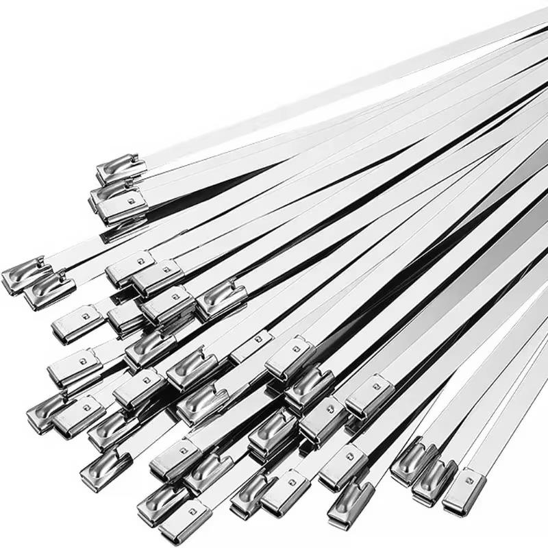 20/300Pcs Metal Zip Ties Secure Self-Locking Mechanism Stainless Steel Cable Ties for Exhaust Wrap Garage Outdoor Fastener