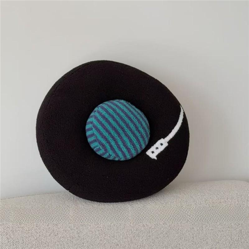 Cute Plush Record Pillow For Sofa And Car Interior Decor With Embroidered Design