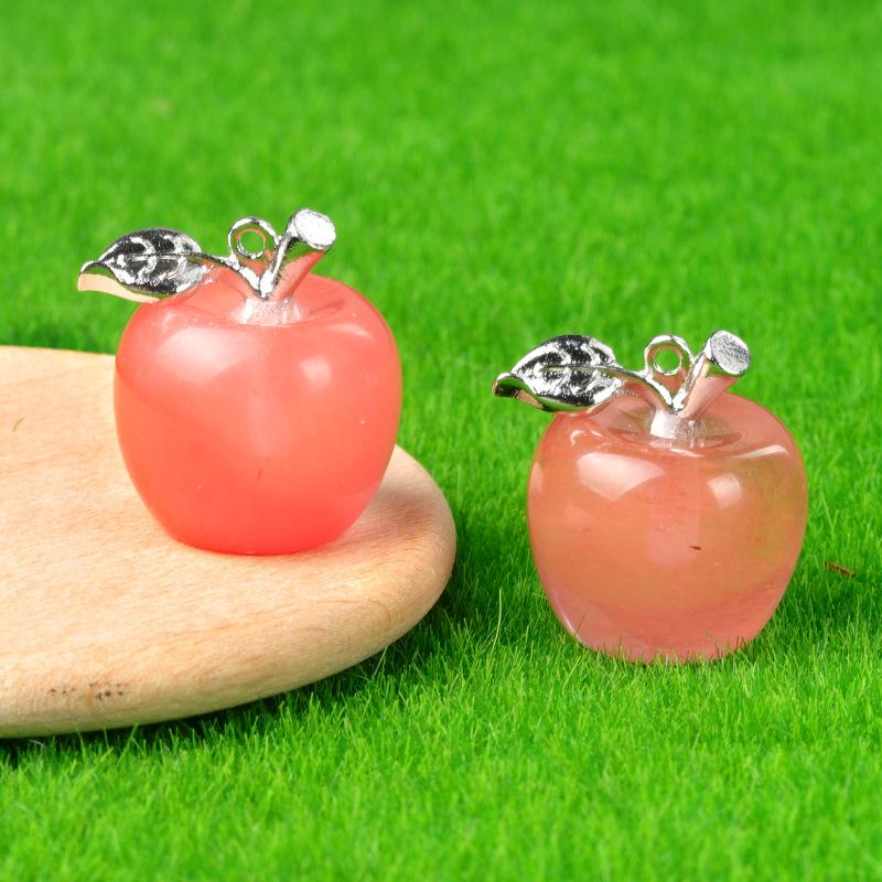 Natural Semi Precious Stone Crystal Mini Apple Pendant for DIY Pendant Thanksgiving Gifts Room Office Decoration Collectibles