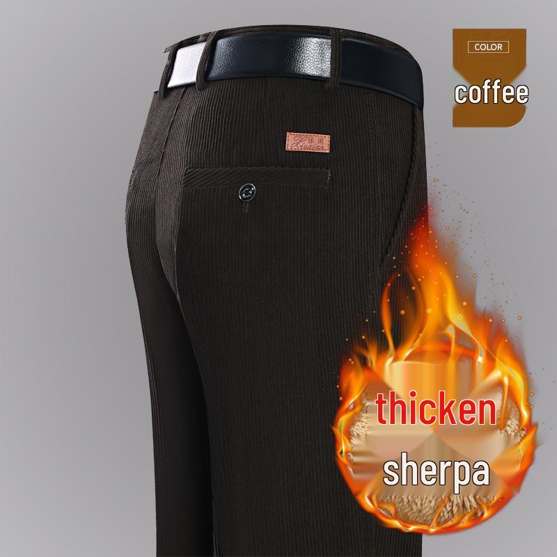 Men's Autumn/Winter Chenille Corduroy Pants - High Waist, Straight Leg, Loose Fit, Casual Pants for Middle-aged and Elderly