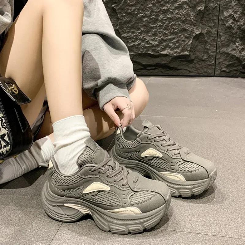 Women Vulcanized Shoes  Spring New Fashion Thick Soled Breathable 2024 Versatile Comfortable Non Slip Casual Sports Shoes  35-40