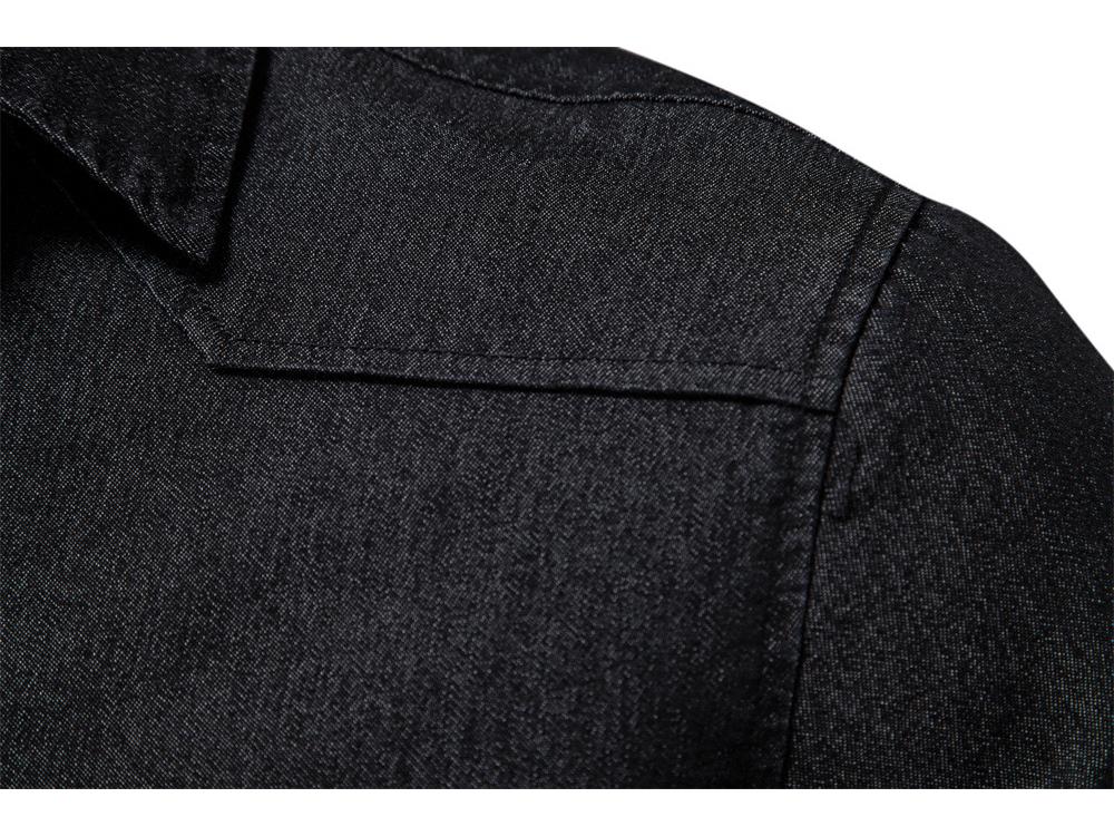 2024 Men's European Size Casual Solid Color Denim Long-Sleeve Shirt In Stock