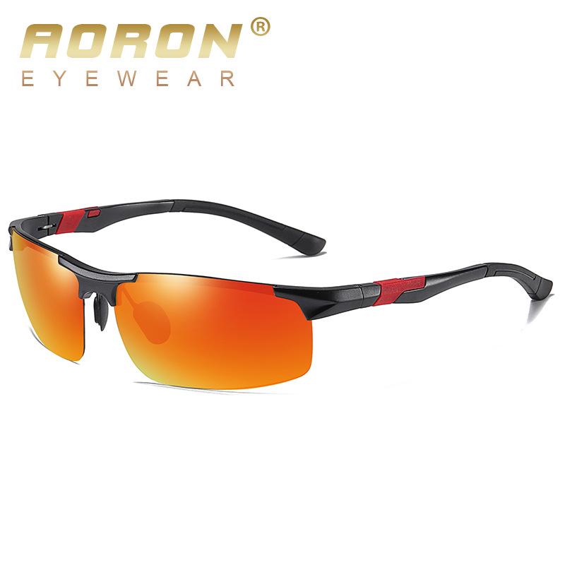 aoron Mote Polariserte Solbriller Vintage Legering Solbriller Retro Luksus Aluminiumsinnfatning Goggles for Menn