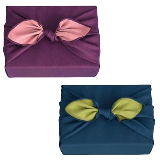 Furoshiki 2-piece set 70cm chirimen reversible double-sided dyed 4-sided sewn Japanese pattern stylish two-width lunch wrap gift bottle kimono bag eco