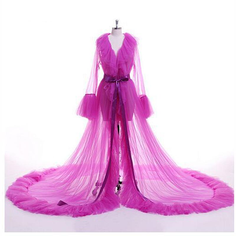 Dámské sexy noční prádlo Dlouhé krajkové šaty Župan Noční úbor