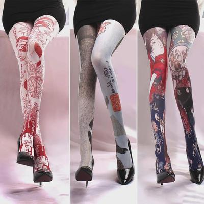 Frühling & Herbst Damenmode Strumpfhosen - Abstrakter Blumen- & Baumdruck