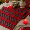 2026 1PC Red Tablecloth Plaid Table Runner Placemat Heat Insulation Mat Christmas Fabric High Temperature Resistant Home Coaster Decoration