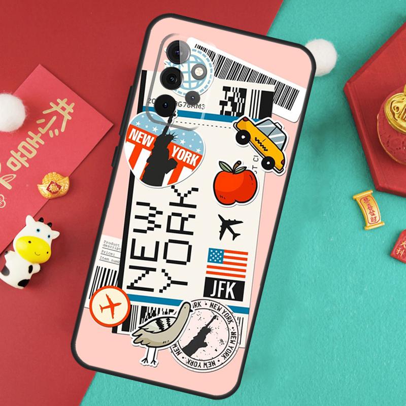 Travel Boarding Pass Tokyo Case For Samsung Galaxy A35 A55 A25 A15 A51 A71 A12 A32 A52 A13 A33 A53 A14 A34 A54 Cover