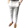 Men Ninth Pants Solid Color Soft Fabric Slim Fit Zip Up Straight Men Trousers Daily Clothes