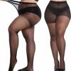 Freeauce Large Plus Size Stretchy Black Sexy Pantyhose High Waist Female Open Crotchless Stockings Tights For Oversize Women