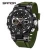 SANDA 6312 New Steel Strip Sports Watch Dual Display Dual Movement 5ATM Waterproof Multi functional Men's Electronic Watch-1
