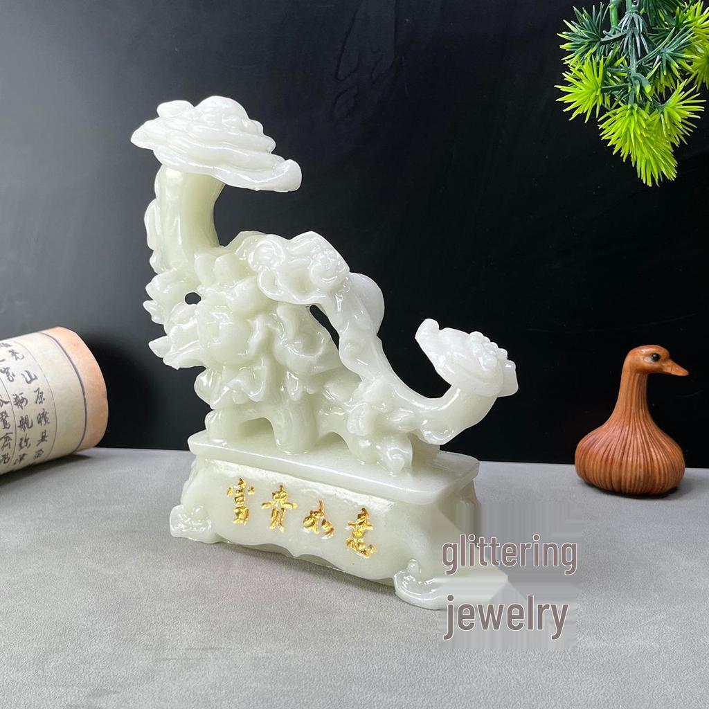 Luminous Copper Ruyi Ornament for Living Room Feng Shui and Wealth