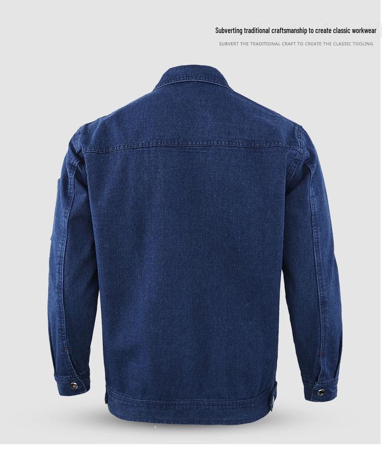 Men's Flame Retardant Denim Workwear Set for Spring and Autumn – Anti-Scald Protection for Electric Welders