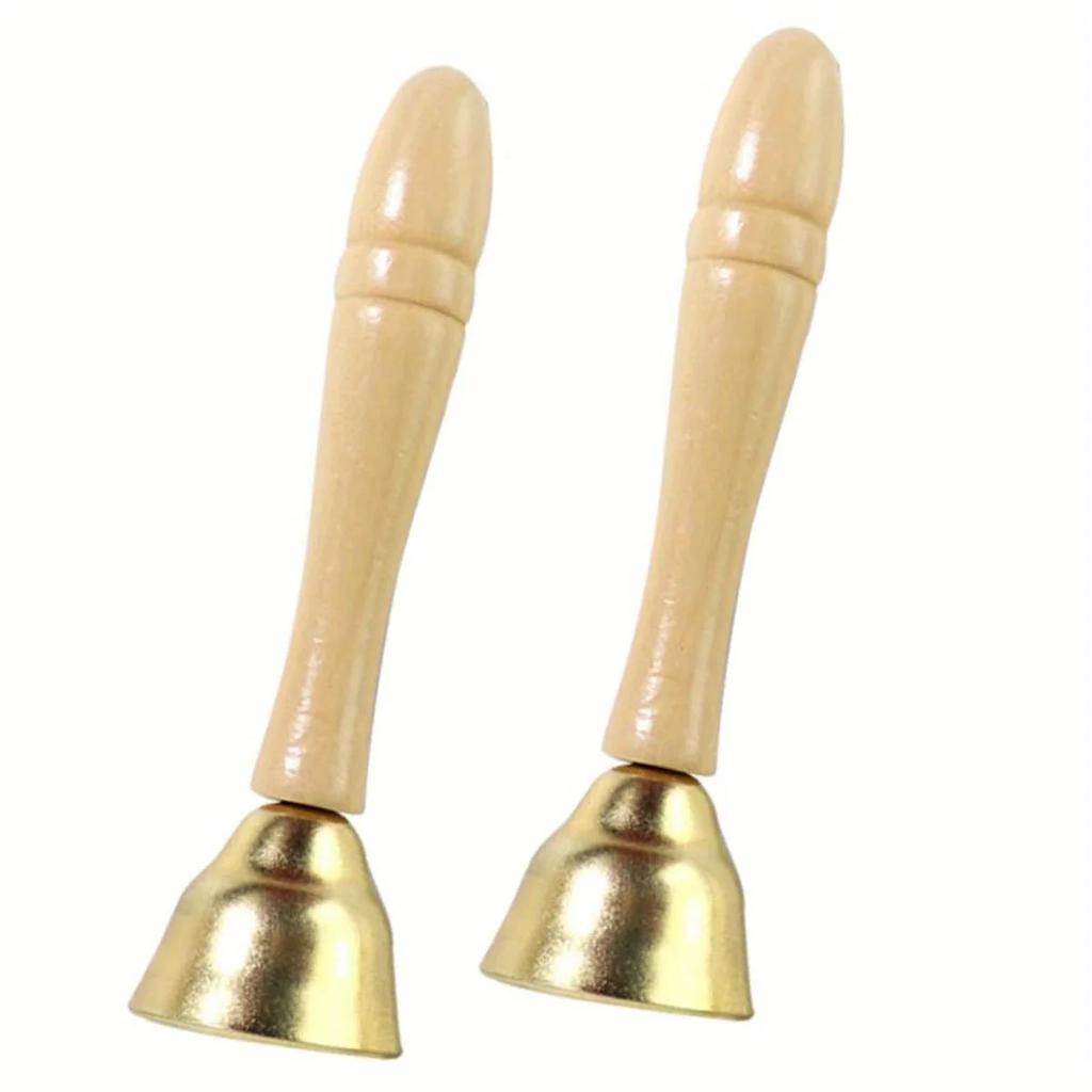 2pcs Hand Bells with Musical Wooden Handle Handheld Bells Percussion Music Instrument ZSY