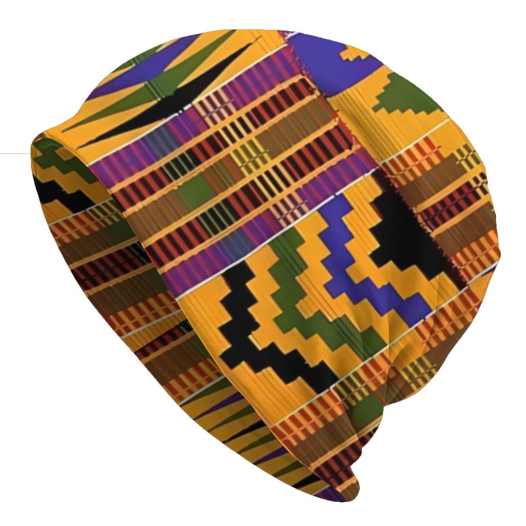 Classical Yellow Outdoor Caps For Men Women Ghanian Kente Cloth Beanies Ski Caps Soft Bonnet Hats Skullies & Beanies Hat