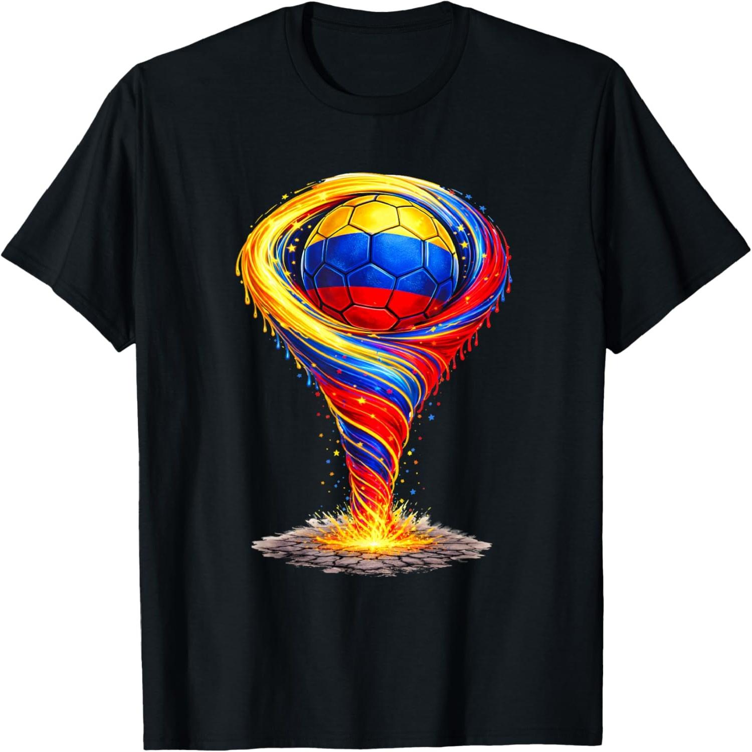 Футбольная футболка с графикой «Торнадо» и флагом Колумбии, футболка «Гордость Колумбии» S разноцветный