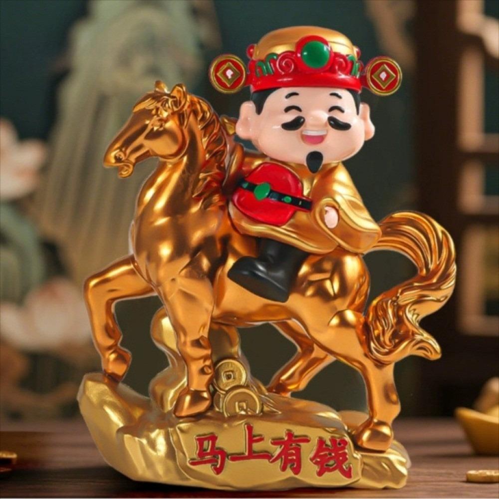 

Chinese Style God of Wealth Car Ornament Auto Shaking Nodding Lucky Wealth Statue Gift Giving золотий