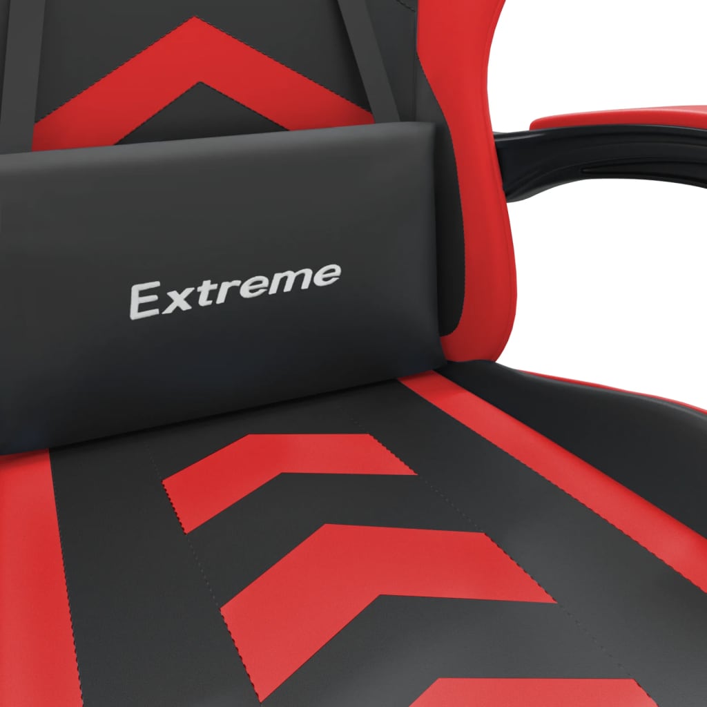 Gaming Chair with Footrest Black and Red PU Leather