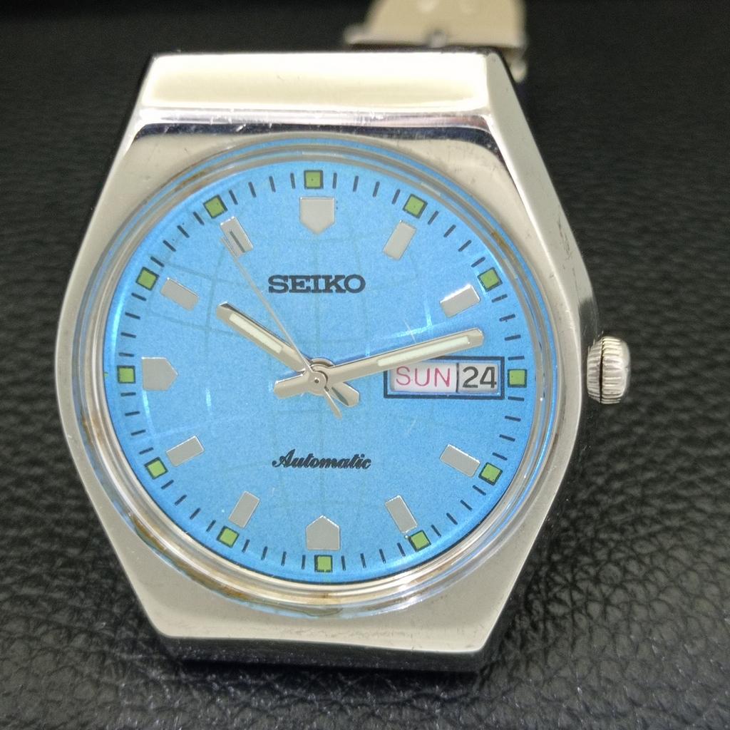 AUTOMATIC VINTAGE SEIKO JAPAN 6309A MENS SKY BLUE COLOR DIAL WATCH a701249-5 R206a-a701249