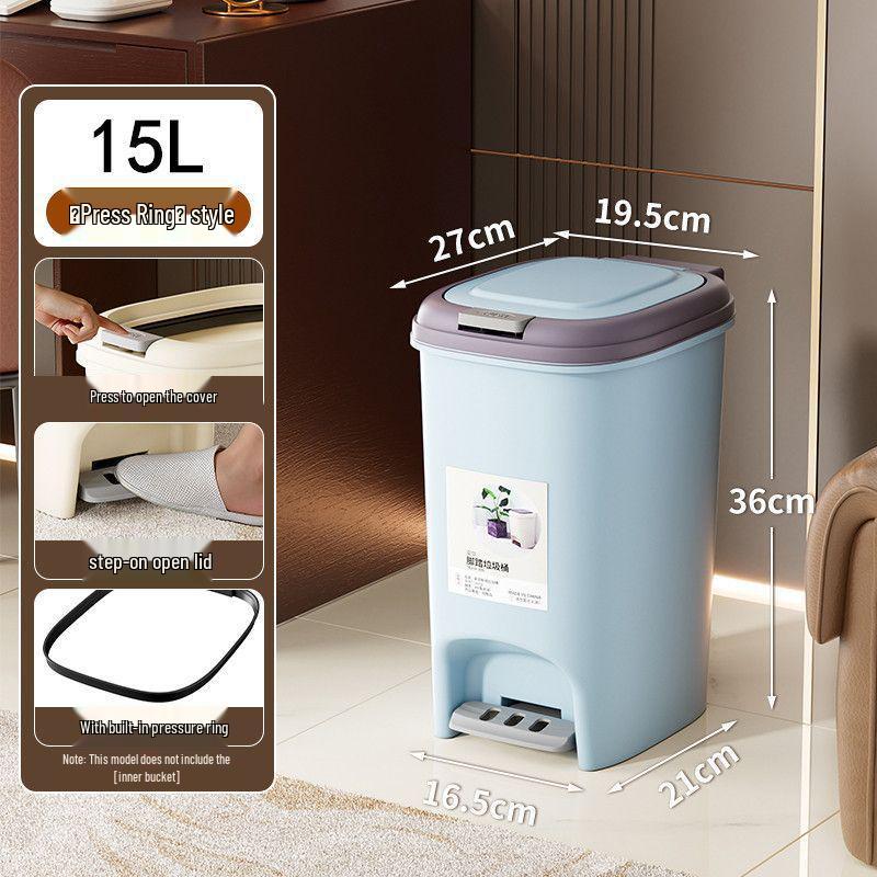 Large Odor-Proof Foot Pedal Trash Can with Lid for Home: Double Opening for Bedroom, Living Room, Kitchen, Bathroom, and Toilet.