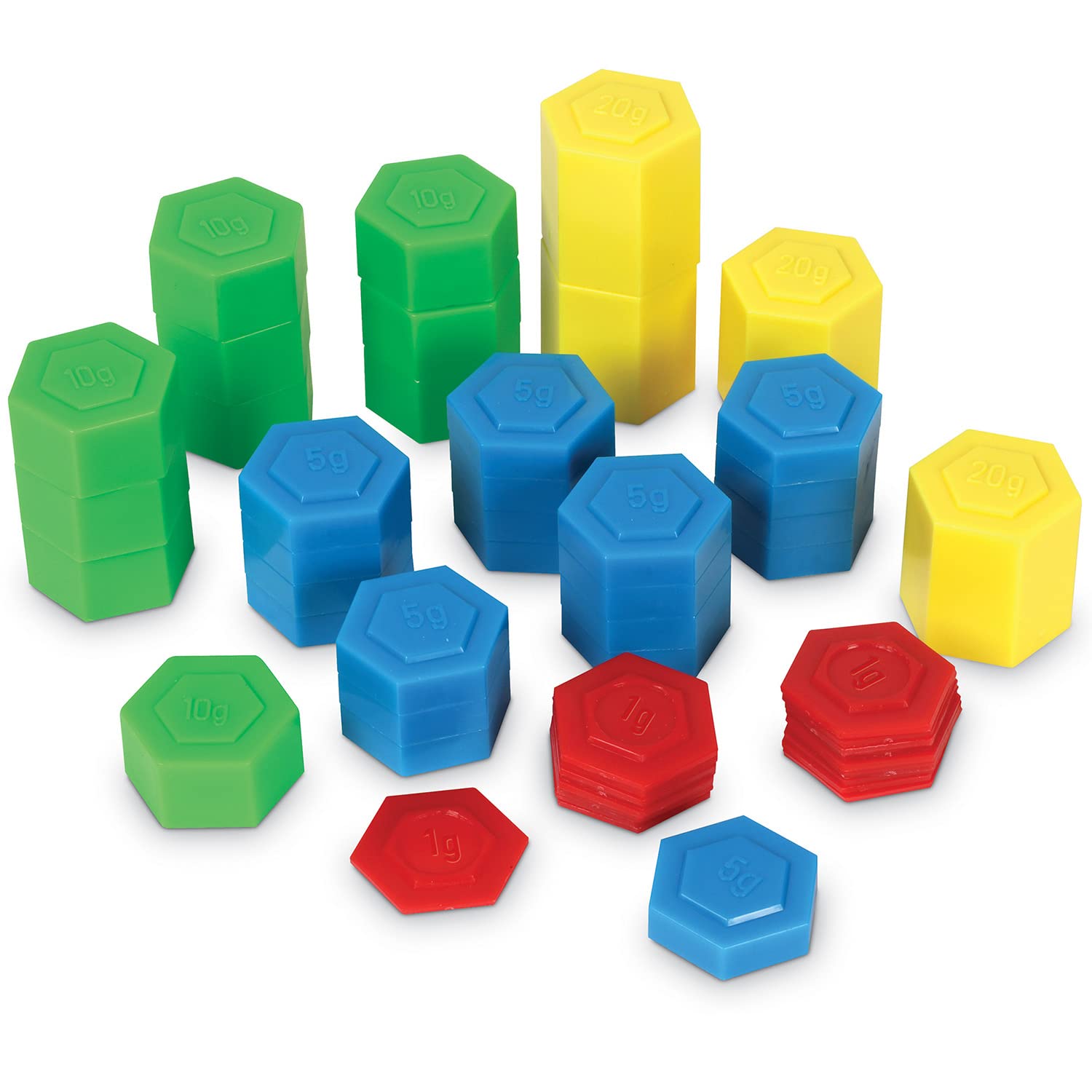 

Learning Resources Math Educational Materials Hexagonal Weight Set, 54 Pieces, LER4292, Authentic