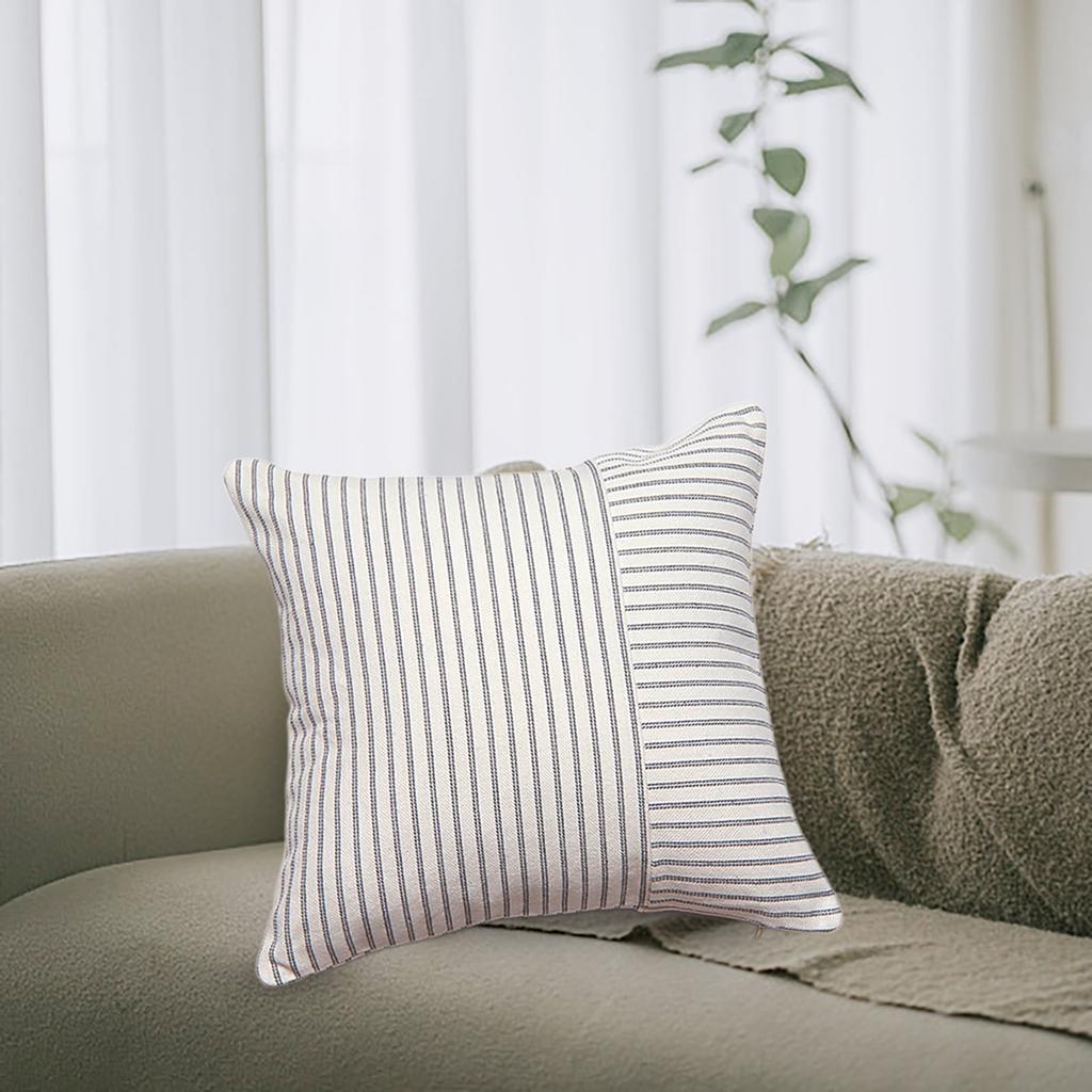 Solid Luxury Corduroy Striped Square Cushion Covers Soft Splicing Throw Pillow Covers for Couch Bed Chair Cushion Pillowcase