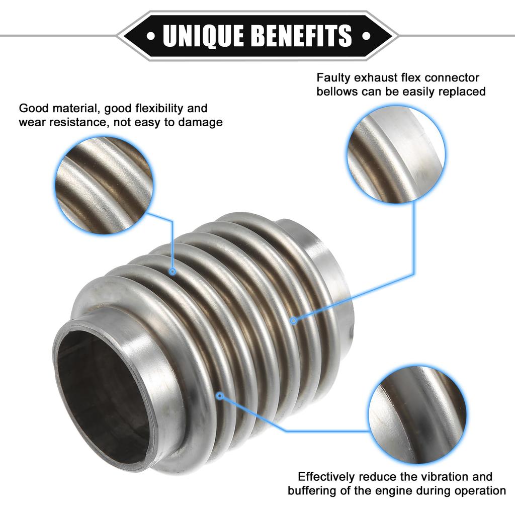 Ein ABSOPRO Flexible Auspuffrohr für Autos 38x70mm Auspuff Flex-Verbindungsrohr Faltenbalg Universell für Auto Langlebig Edelstahl Silberfarben