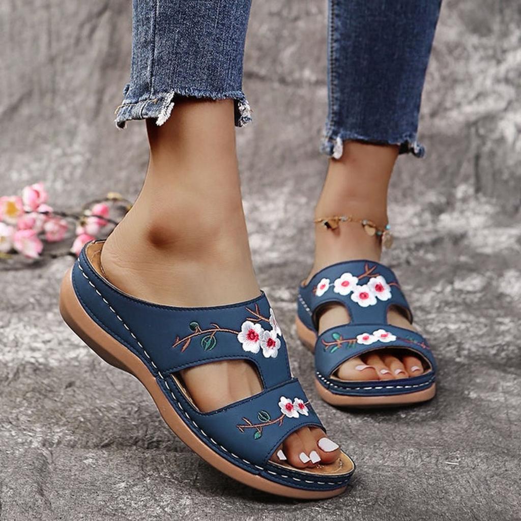 Soft Cushion Sandals For Women Summer Ladies Fashion Wedge Heel Embroidery Flower Sandals Women'S Shoes Sandalias De TacóN