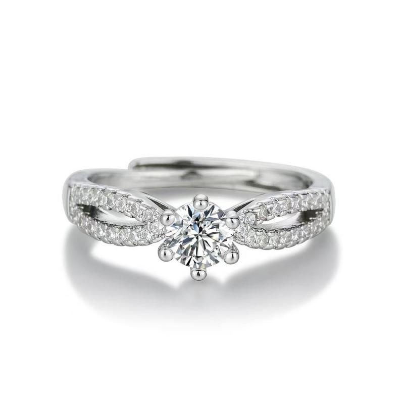 Women s High-End Double Row Zircon Ring with Wreath & Six-Prong Set Diamond - Elegant & Versatile Design Adjustable Open Size