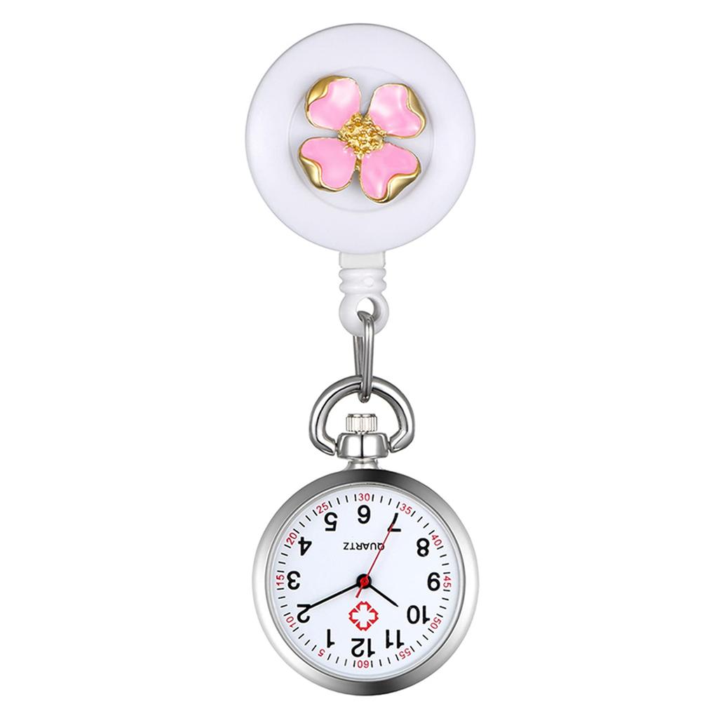 Lancardo Nurse Pocket Watch for Clip Easy to Baked Varnish 3 Colors to Choose Stretchable Watch, Nurses, Type, Unisex, Numbers, Read, Women's, Petals,