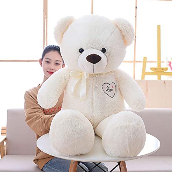 MIXUS Large Plush BearTeddy Bear Plush ToyExtra Large Plush ToyGiftCelebrationShop DecorationChildren's GiftBirthday Present (White, 120cm)