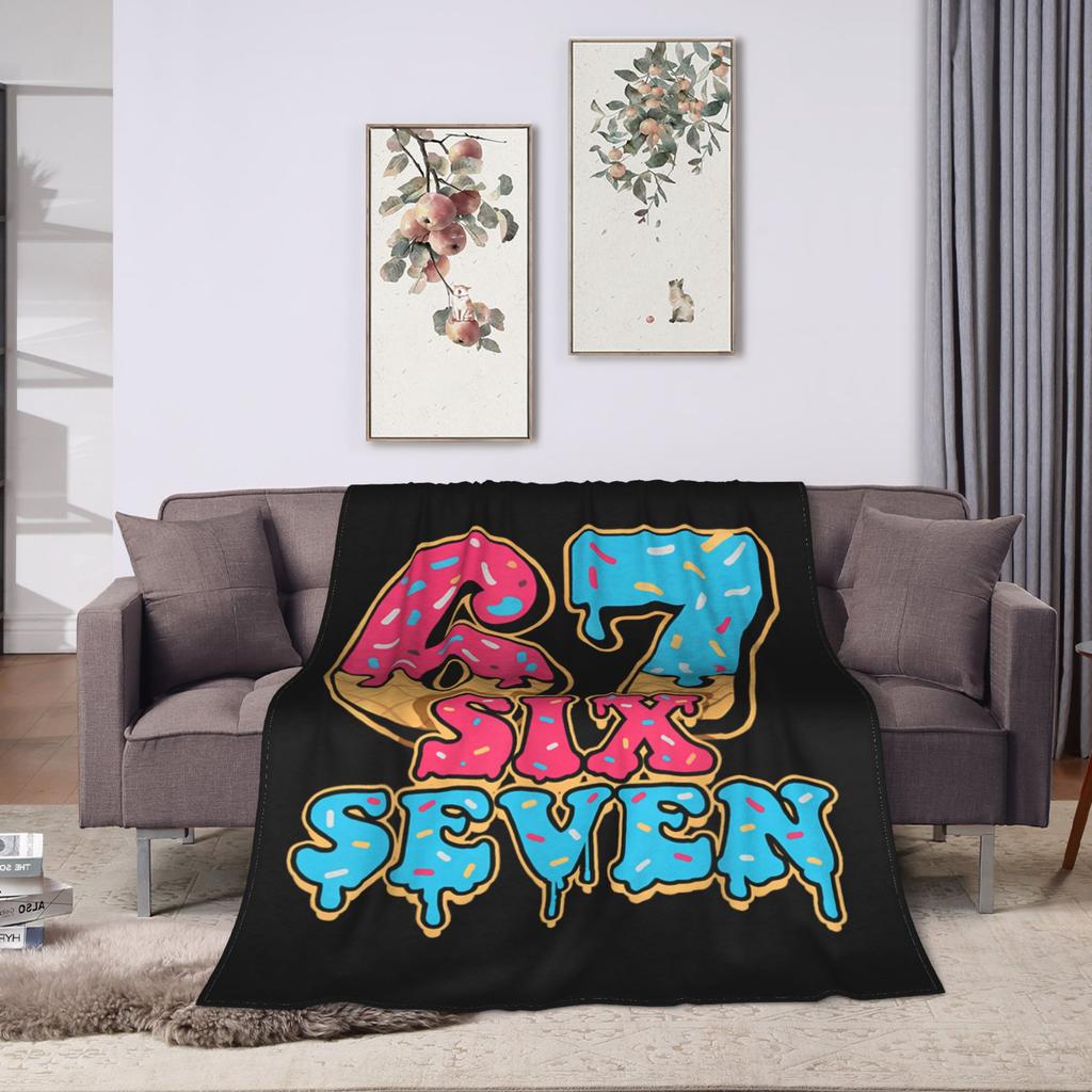 Six Seven Ice Cream Drip Meme 67 Blanket Quality Warm Bedding Throws Winter Child Couch Chair Sofa Bed Novelty Bedspread