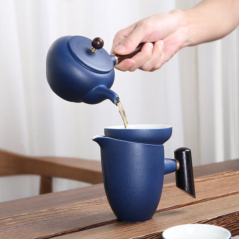Elegant Stone Glaze Ceramic Tea Set with 3D Pot