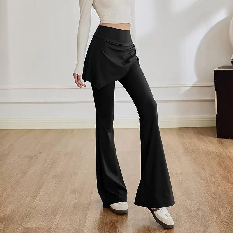 2026 Women's High Waist Slimming Yoga Pants, Two-Piece Set with Micro Flare and Side Drawstring