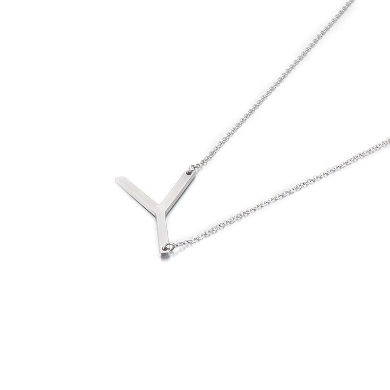 Kalen Clavicle Necklace: 26 English Letter Titanium Steel Necklace for Women - Simple and Elegant Design