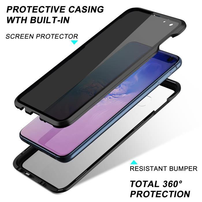 Suritch Case Cover for Samsung Galaxy S10e, Magnetic Case, Anti-peeping, Double-Sided Transparent Tempered Glass Anti-Scratch Black