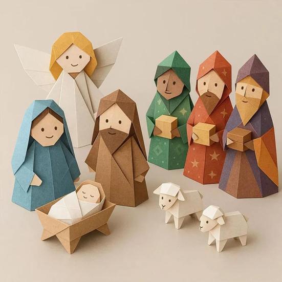 DIY Paper Nativity Scene 3D Origami Paper Craft Kit Christmas Nativity DIY Kit