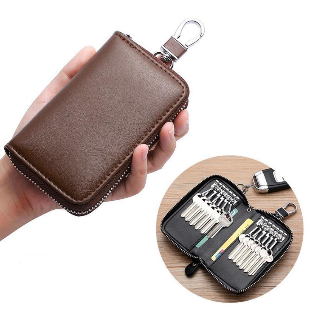 Waterproof Car Key Wallet Retro Zipper Key Bag Lightweight Key Storage Pouch  Commuting Use