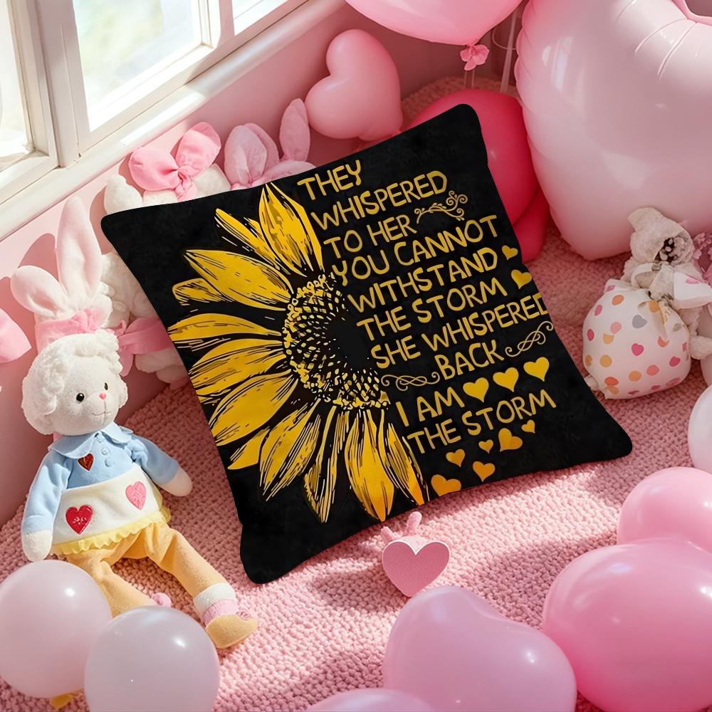 Sunflower Patterns Series Pillow Case Soft Plush Fabric Double-Sided Printed Cushion Cover Warm Winter Sofa Pillow Case