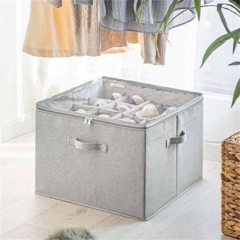 Foldable Shoe Organizer, Fabric Shoe Hanger with Cover, Adjustable Dividers for Shoe storage drawer Box Container Cube Box