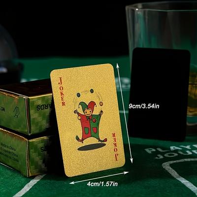 1 Satz waschbare PVC Spielkarten Mini Gold Poker Deck für Partyspiele und Tischunterhaltung