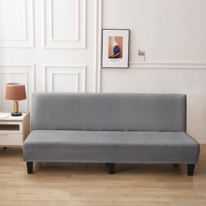 Jacquard Sofa Bed Cover High-quality Polar Fleece Fabric Armless Sofa Bed Cover Without Armrest For Living Room Stretch Folding