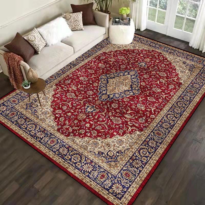 Persian Bedroom Red Carpet American Ethnic Retro Carpets Large Area Living Room Decoration Rugs Cloakroom Lounge Mat Washable