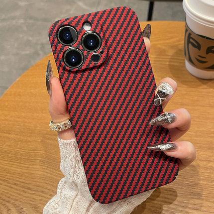 Carbon Fiber Kevlar Is Suitable for iPhone16promax Mobile Phone Case Lens All-inclusive Apple 15 Ultra-thin Protective Case.