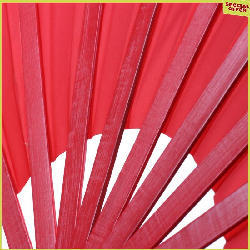 A34R 6X Bamboo Structure Of Kung Fu Tai Chi Wushu Martial Arts Hand Fan Red