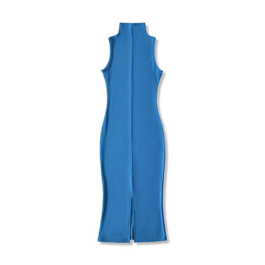 Elegant European & American French High Neck Sleeveless Dress - Waist-Cinching Tight Base Layer, Hip-Hugging Long Design for Spring/Summer
