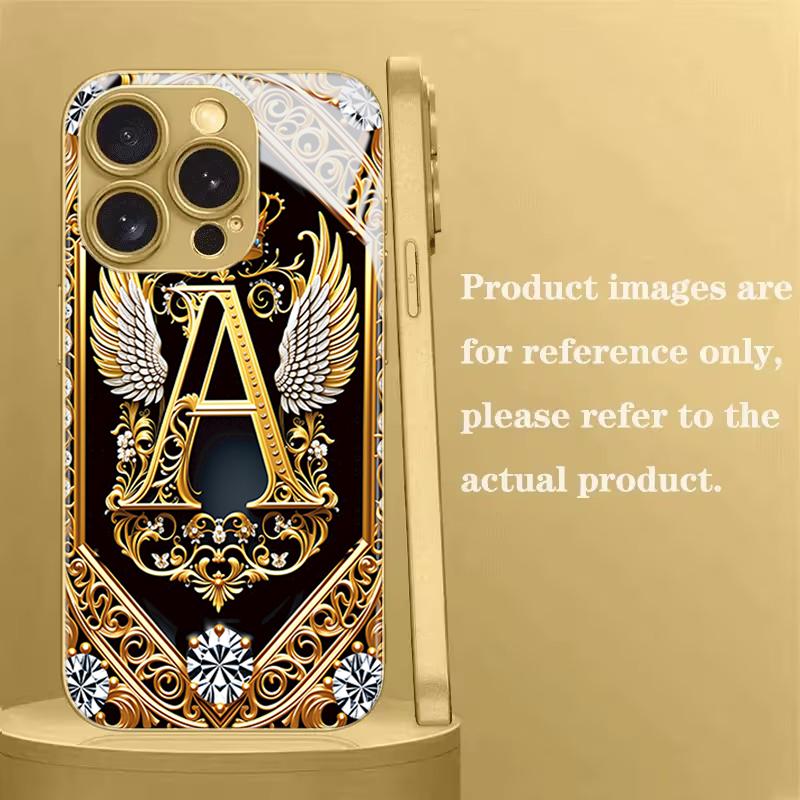 Wing Crown A Tempered Glass Phone Case For iPhone 17 Pro Max 16 15 14 Plus 13 12 11 Pro Max 16E 17 Air Lens Protection Cover