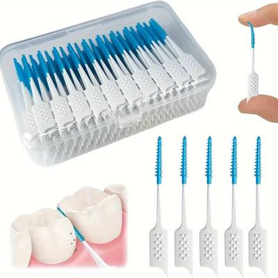 20PCS Fashionable and Easy To Use Mini Dental Floss Brush Orthodontic Soft Rubber Soft Bristle Cleaning Brush Interdental Brush To Clean The Mouth