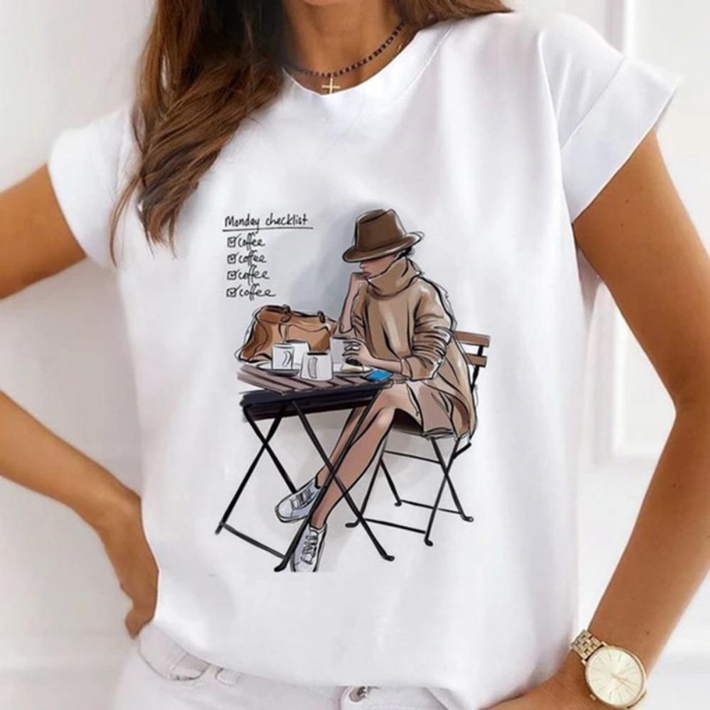 

Новые женские топы, модные городские базовые рубашки для девочек, повседневные футболки с короткими рукавами, эстетичные графические футболки M